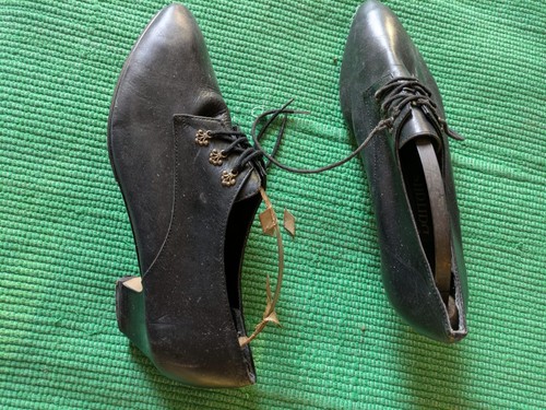 Vintage black leather lace - vintage,