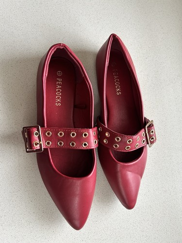 Peacocks red ballet shoes - red,