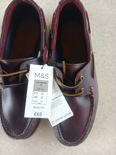 Brown leather boat - brown,
