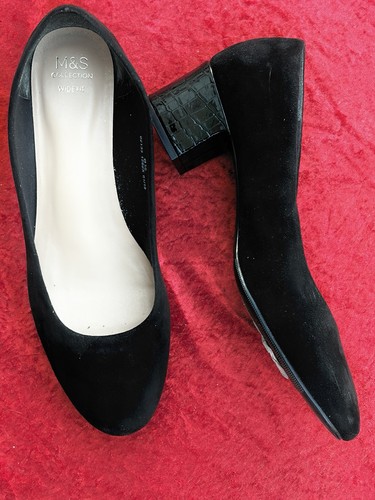 Suede block heels court - block,