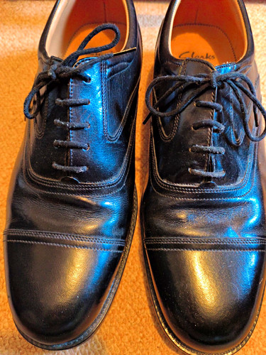 Clarks mens black - leather, cap