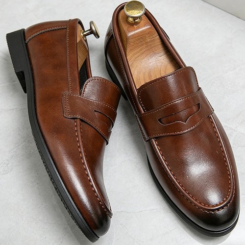 Casual leather dress loafers - casual,