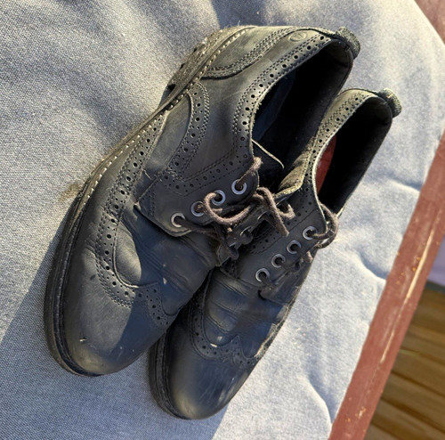 Men black leather wingtip - black,