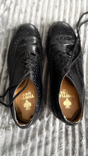 Black leather scottish brogues - black,