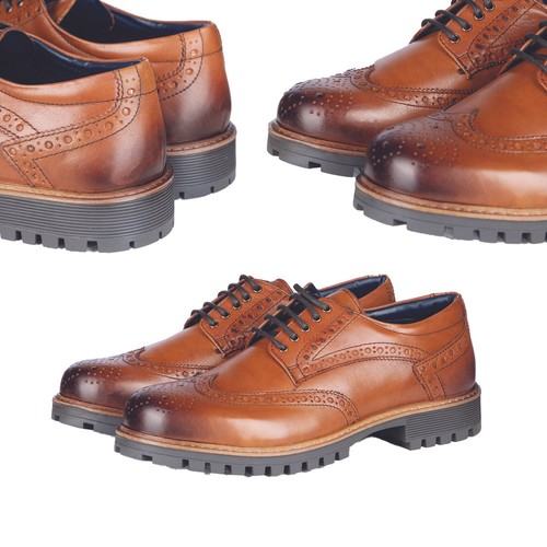 Mens leather brogue - shoe, men
