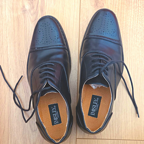 Paisley black leather oxford - black,