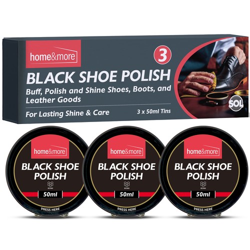 3pk wax shoe polish black - shoe, x
