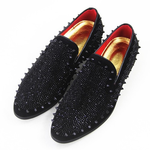 Mens black spiked - black, rhinestone