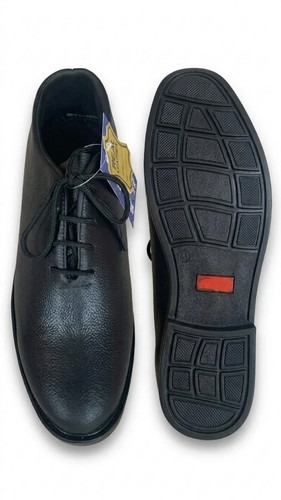 Men black leather shoes - men's,